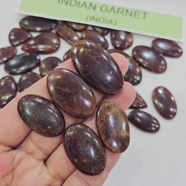 100 Grams Natural Indian Garnet Gemstones | 7–10 Pcs (Approx.) | 15–45mm | Deep Red Stones
