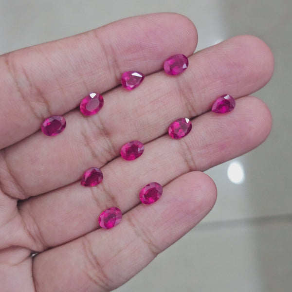 10 Pcs Of Natural Ruby Faceted | | Size:7x5mm