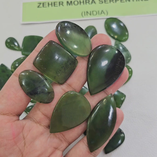250 Grams Natural Zeher Mohra Serpentine Gemstones | 50Pcs (Approx.) | 15–45mm