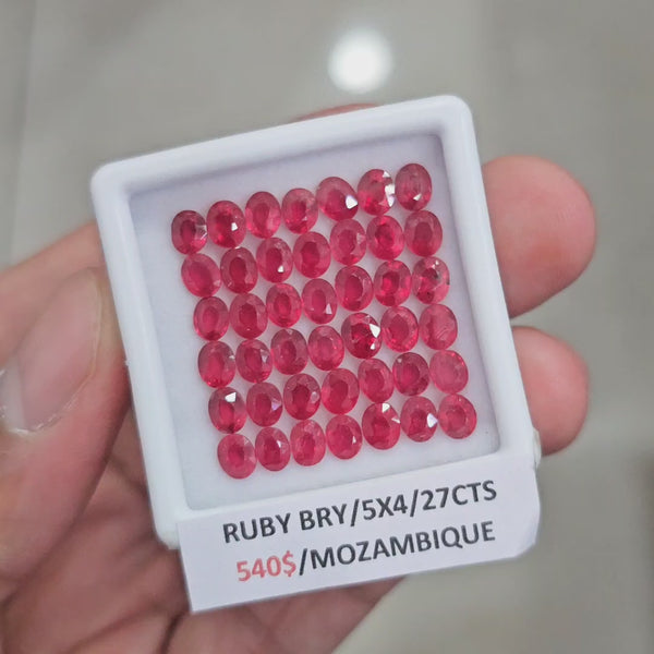42Pcs of Natural Mozambique Ruby Faceted  | Oval | Size: 5x4mm