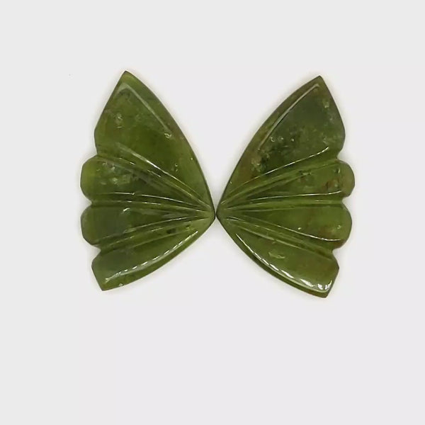 Natural Watermelon Tourmaline Butterfly Carved Pair | Size:20x12mm