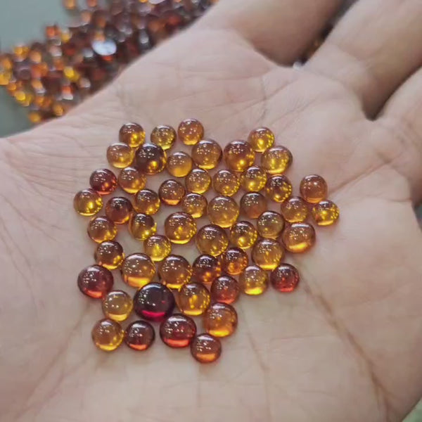 35pcs of Natural Orange Garnet Cabochons | 3–7mm | Round Shape