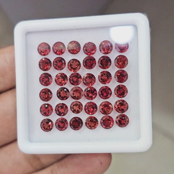 36pcs Natural Mozambique Cherry Garnet Faceted | Round | Size: 5mm