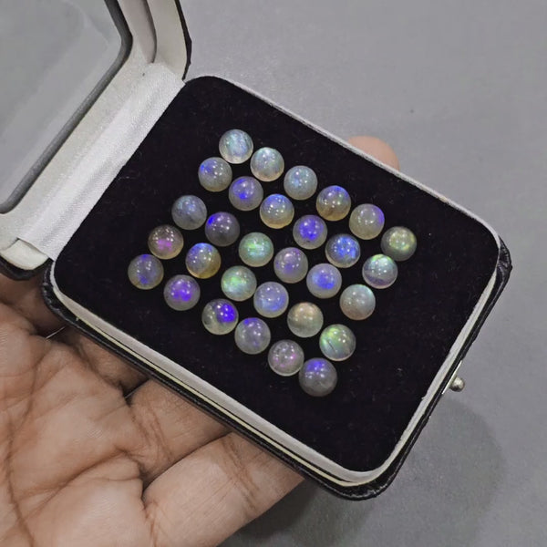 30 Pcs Labradorite Cabochons | 7-12mm | Round Shape Gemstones