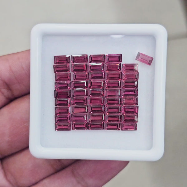 45pcs Natural Mozambique Cherry Garnet Faceted | Rectangle | Size: 6x3mm