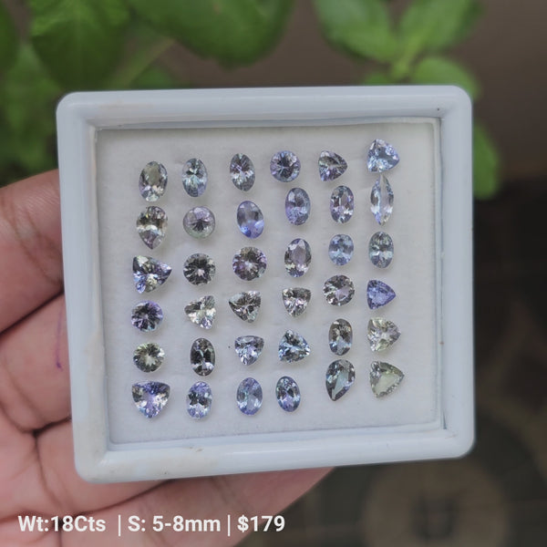 36 Pcs Of Natural Unheated Tanzanite Faceted Gemstone | Shape: Mix | Size:5-8mm