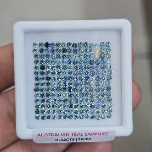 8.32cts  Natural Australian Teal Sapphire | 2mm| Round | Unheated