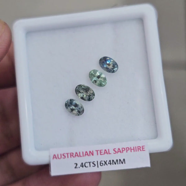 2.4cts  Natural Australian Teal Sapphire | 6x4mm| Oval | Unheated