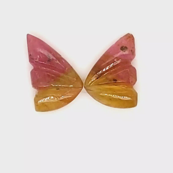 Natural Watermelon Tourmaline Butterfly Carved Pair | Size:11x8mm