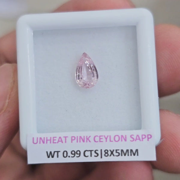 Natural Unheated Baby pink Sapphire From Ceylon | 8x5mm| Pear