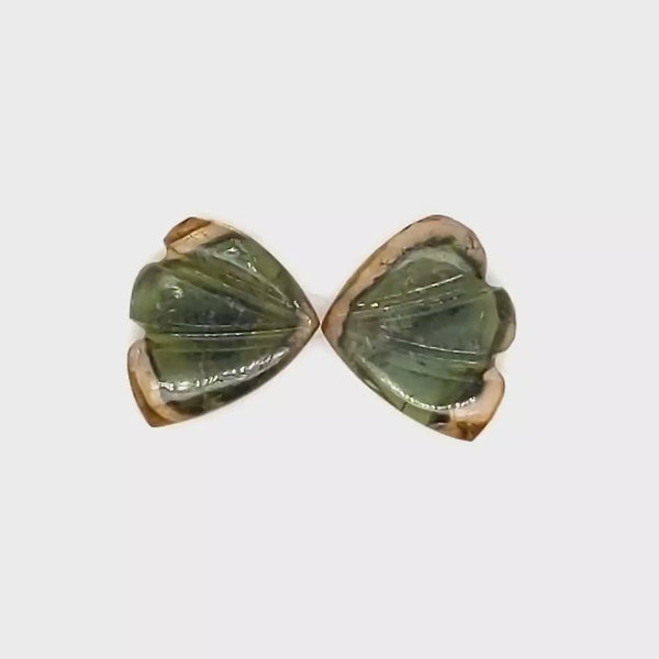 Natural Watermelon Tourmaline Butterfly Carved Pair | Size:9x8mm