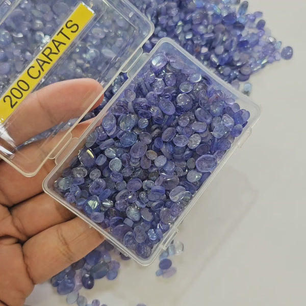 200 Carats Natural Unheated Tanzanite Polished Slices | 4–10mm | 320–350 Pieces