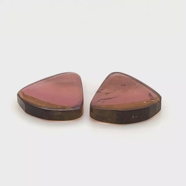 1 Pair Of Natural Watermelon Tourmaline Slice | Size:20x16mm | With Certificate