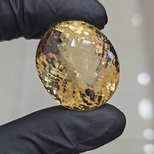 Natural Big Size Citrine Checkerboard Cut | Oval Shape | Size: 30x26mm