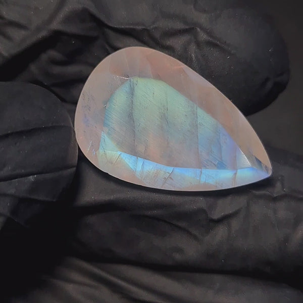 Natural Rainbow Moonstone from India Faceted | Pear| 24x16mm