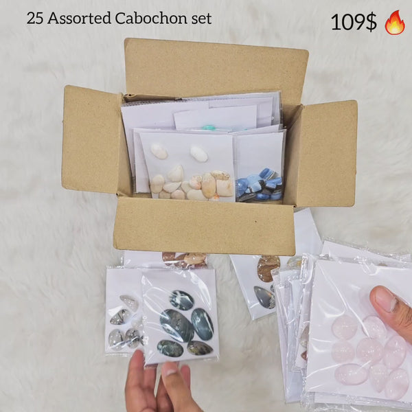 25 Assorted Cabochons 1 KG Box | Gemstone Box v2