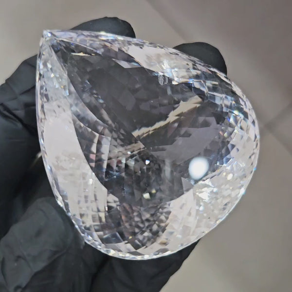 539Cts | Natural Jambo Clear Quartz Faceted | Pear | 64x35mm