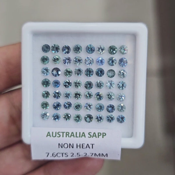 7.6cts  Natural Australian Teal Sapphire | 2.5-2.7mm| Round | Unheated