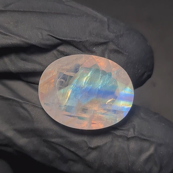 Natural Rainbow Moonstone from India Faceted | Oval| 19x15mm