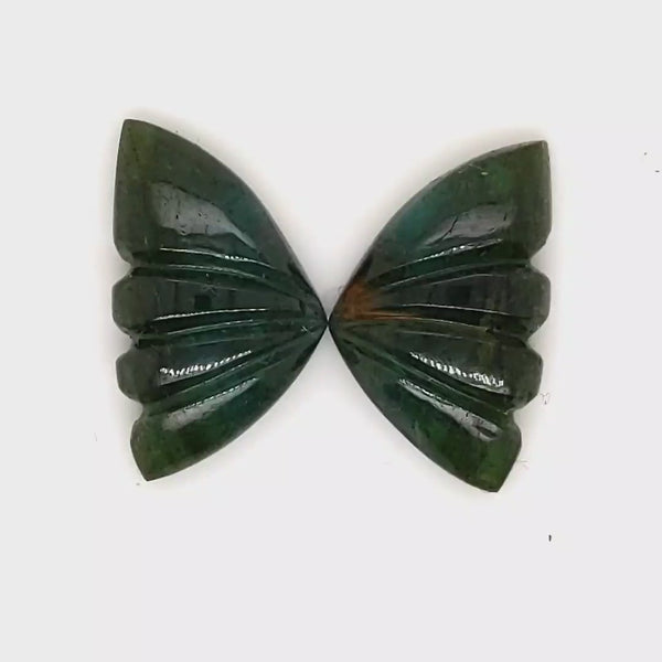 Natural Watermelon Tourmaline Butterfly Carved Pair | Size:19x11mm