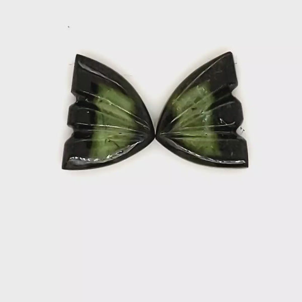 Natural Watermelon Tourmaline Butterfly Carved Pair | Size:10x7mm