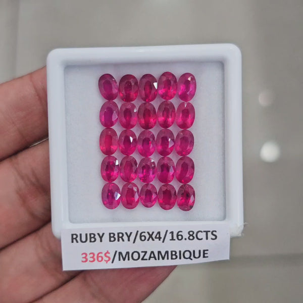 25Pcs of Natural Mozambique Ruby Faceted  | Oval | Size: 6x4mm