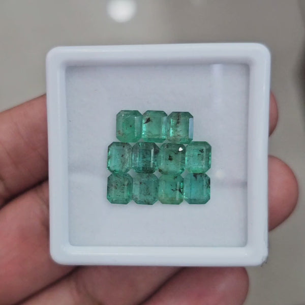 11pcs Of Natural Emerald Faceted | 6x5mm| Rectangle
