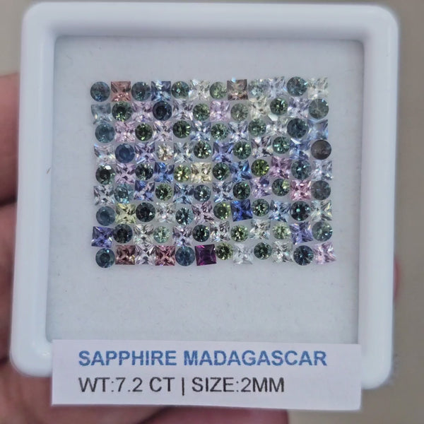 Box Of Natural Madagascar Unheated Sapphire  | 2mm | Square , Round