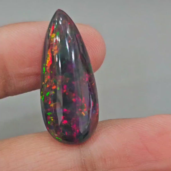 Natural Ethiopian Black Smoked Opal Cabochon | Pear| Size: 31x13mm