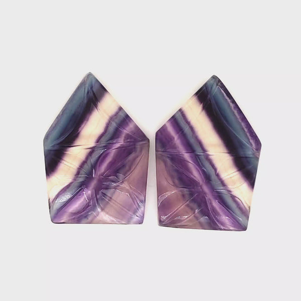 Natural Flourite Stone Pair Carved | Size: 31x21mm