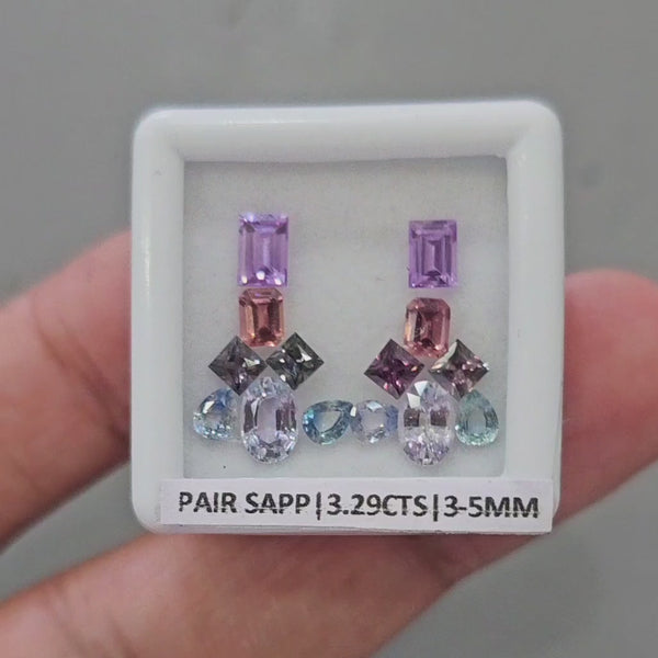 Pair Box Of Natural Sapphire  | 3-5mm | Mix Shape