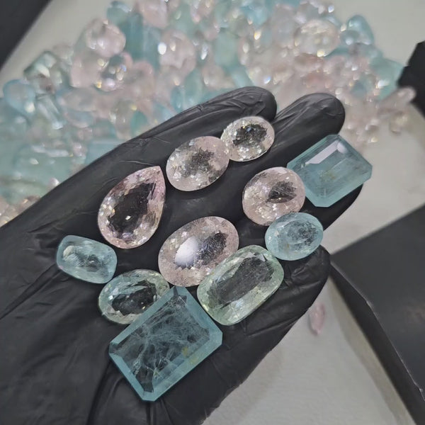 100 Carats scoop of Morganite amd Aquamarine Unheated combo | 12-20mm