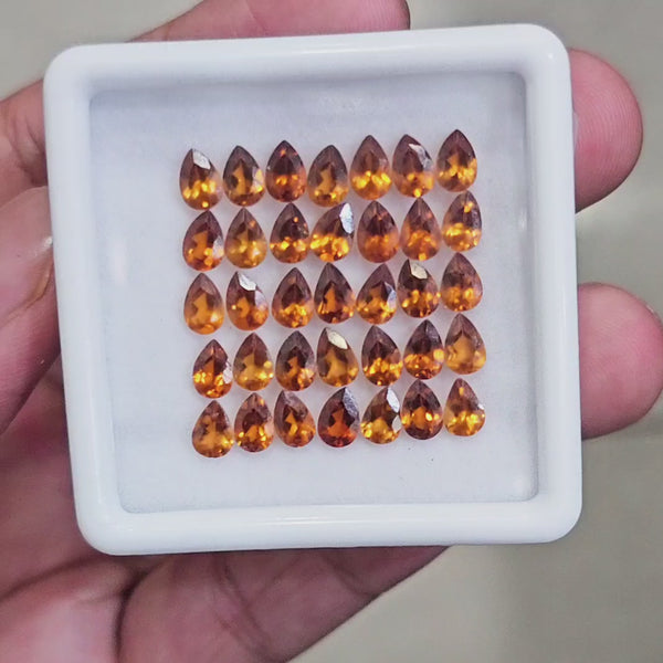 30 Pcs Of Natural Hessonite Garnet Faceted | Paer | Size:6x4mm