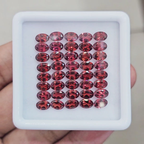 40pcs Natural Mozambique Cherry Garnet Faceted | Oval | Size: 6x4mm