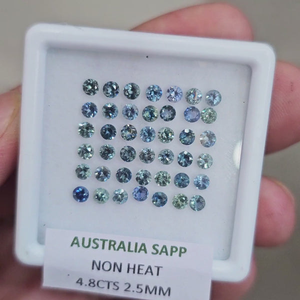 4.8cts  Natural Australian Teal Sapphire | 2.5mm| Round | Unheated