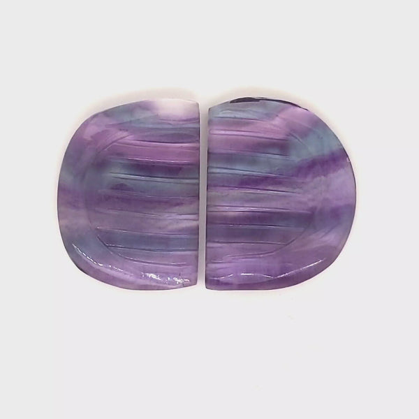 Natural Flourite Stone Pair Carved | Size: 23x17mm