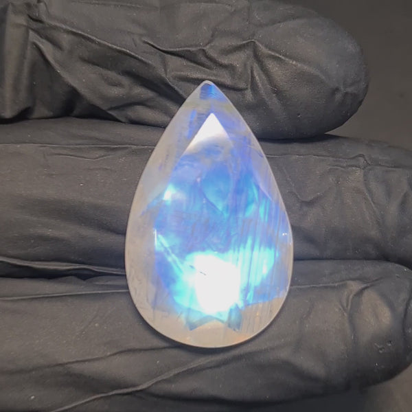 Natural Rainbow Moonstone from India Faceted | Pear| 29x18mm