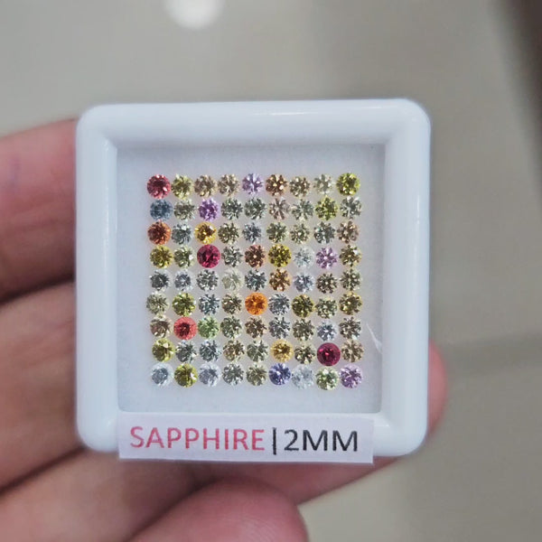 3.63Cts Natural Madagascar  Sapphire  |  2mm | Round | Ideal Cut