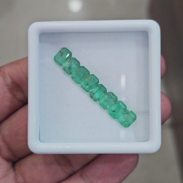 8pcs Of Natural Emerald Faceted | 7x5mm| Rectangle