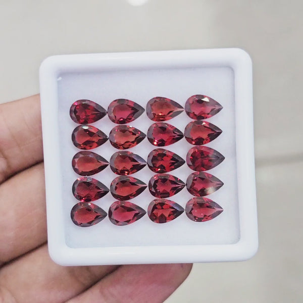20pcs Natural Mozambique Cherry Garnet Faceted | Pear | Size: 9x6mm