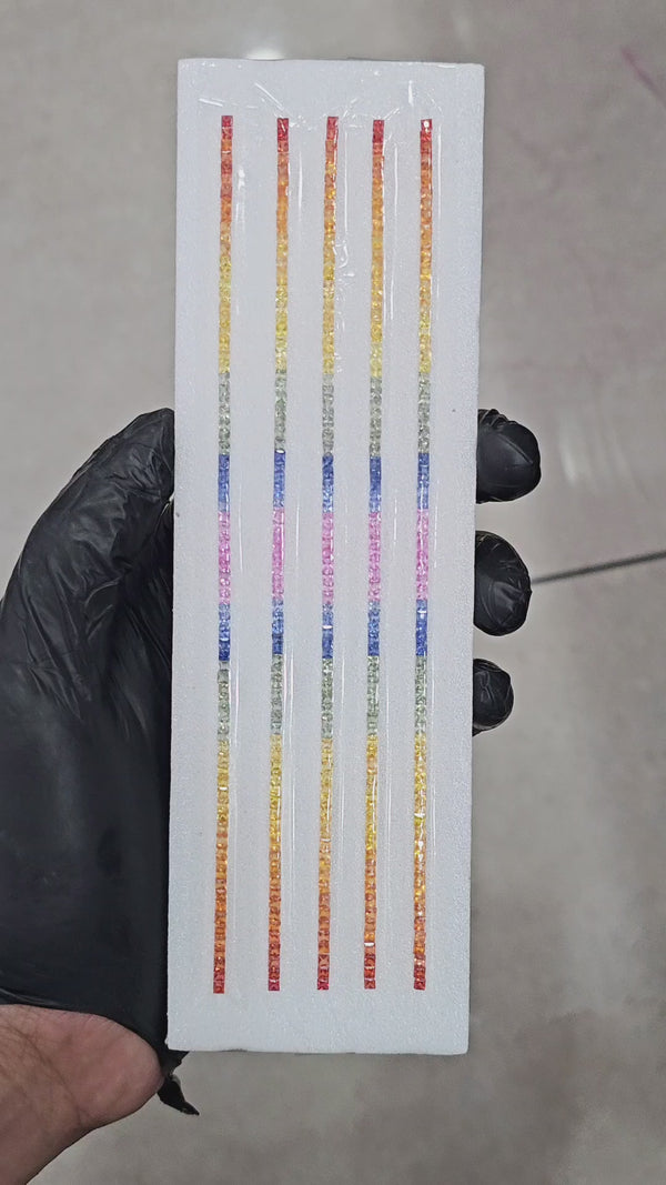 Natural Rainbow Sapphire 7'' Inches Line  | One Line is 2.3mm Square | 6.65cts