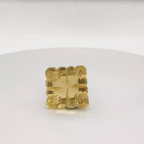 1 Pieces Natural Lemon Quartz Carved Square Shape | Size:19mm