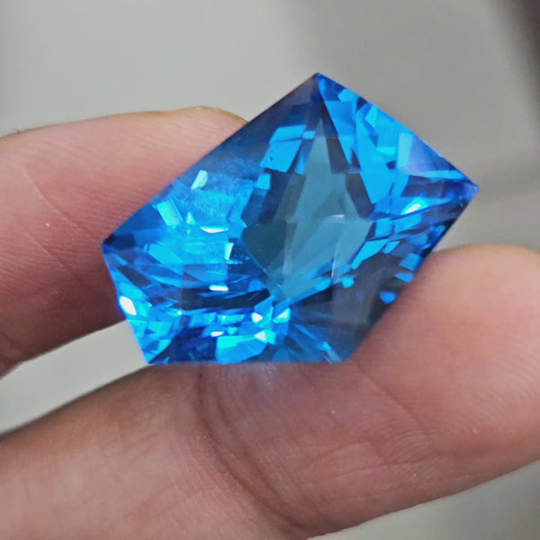 38.8Cts Of Natural Swiss Blue Topaz Checker Cut | Fancy | 25x16mm
