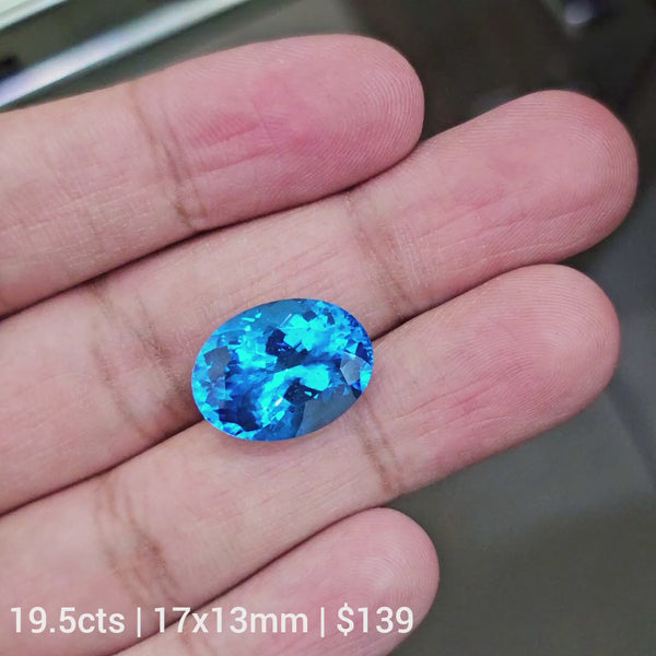 Natural Swiss Blue Topaz Faceted | Oval | 17x13mm