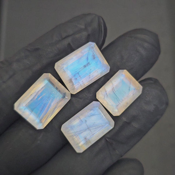 4 Pcs Faceted Moonstone Octagon | 14mm to 16mm sizes