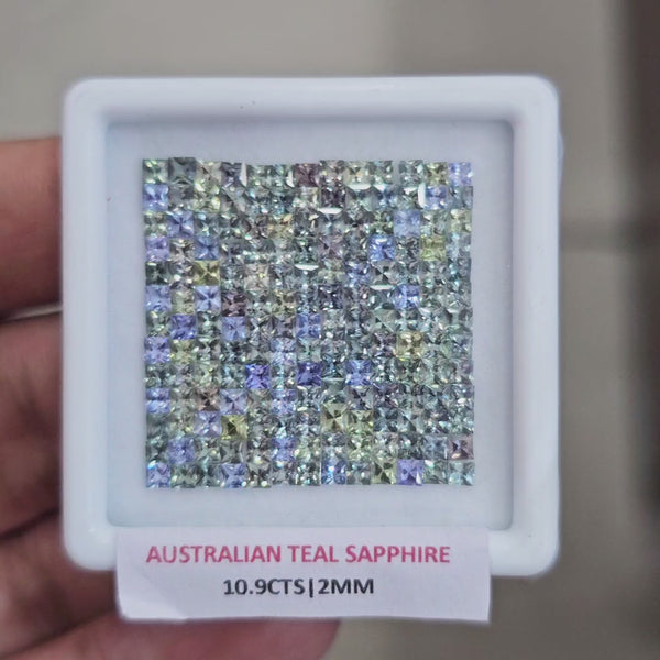 10.9cts  Natural Australian Teal Sapphire | 2mm| Square | Unheated