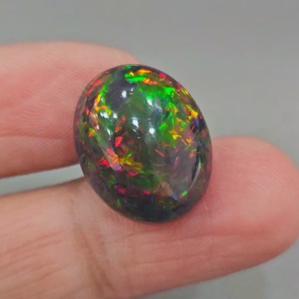 Natural Ethiopian Black Smoked Opal Cabochon | Oval| Size: 20x16mm