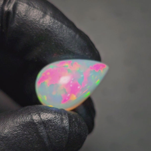 1 Pcs Of Natural Ethiopian White Opal Pear Shape  |WT: 10.7 Cts|Size:19x12mm