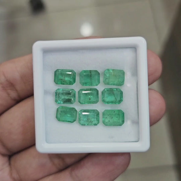 9pcs Of Natural Emerald Faceted | 8x6mm| Rectangle