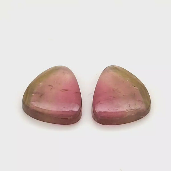 1 Pair Of Natural Watermelon Tourmaline Slice | Size:17x13mm | With Certificate